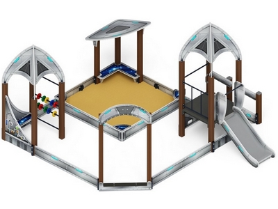 Песочный дворик Космопорт (серый) ИО 6.14.01-01 с горкой